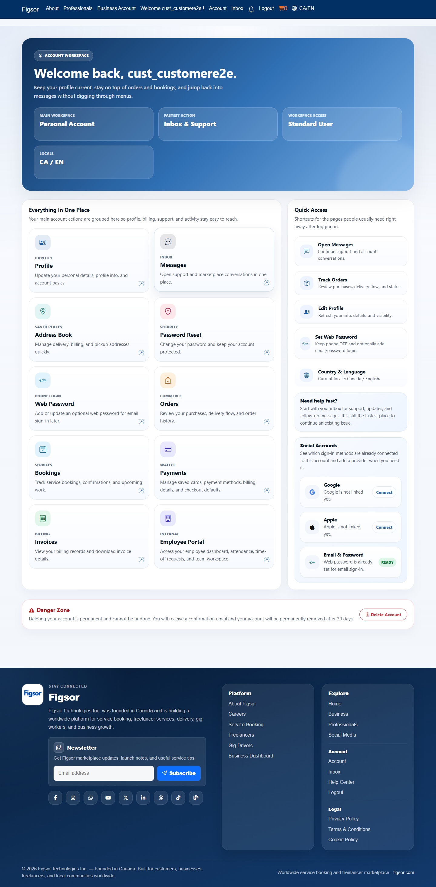 Help center screenshot