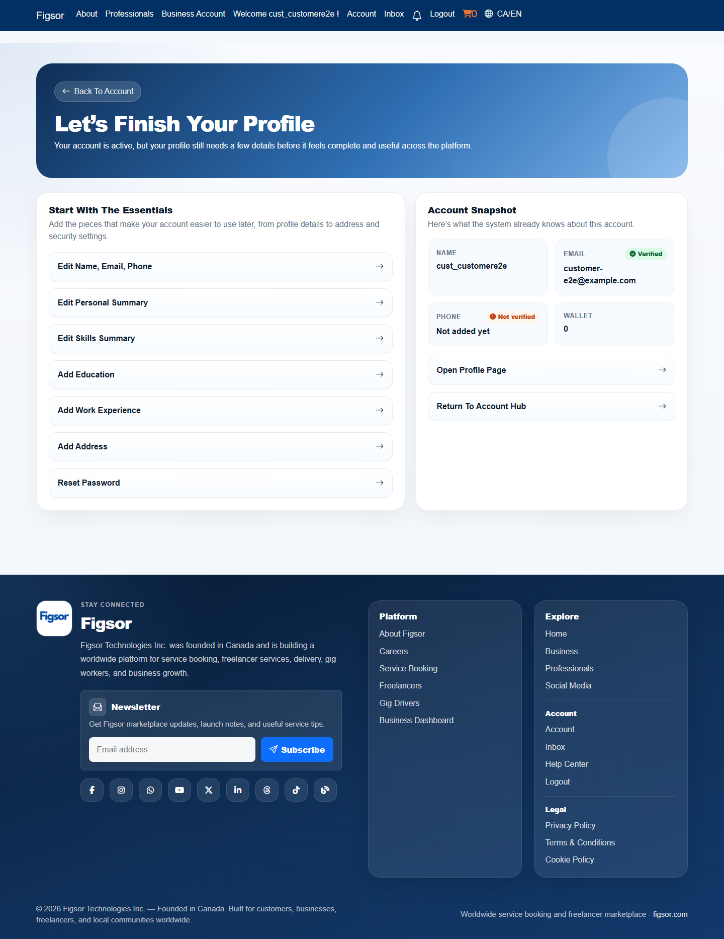 Help center screenshot